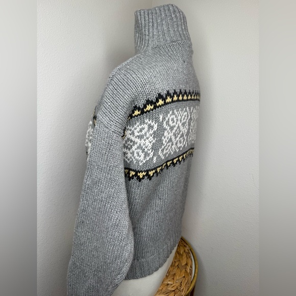 Jay Jacobs sweater Fair Isle Collared half zip knit grey sz M cotton Vtg 90s - Picture 4 of 7